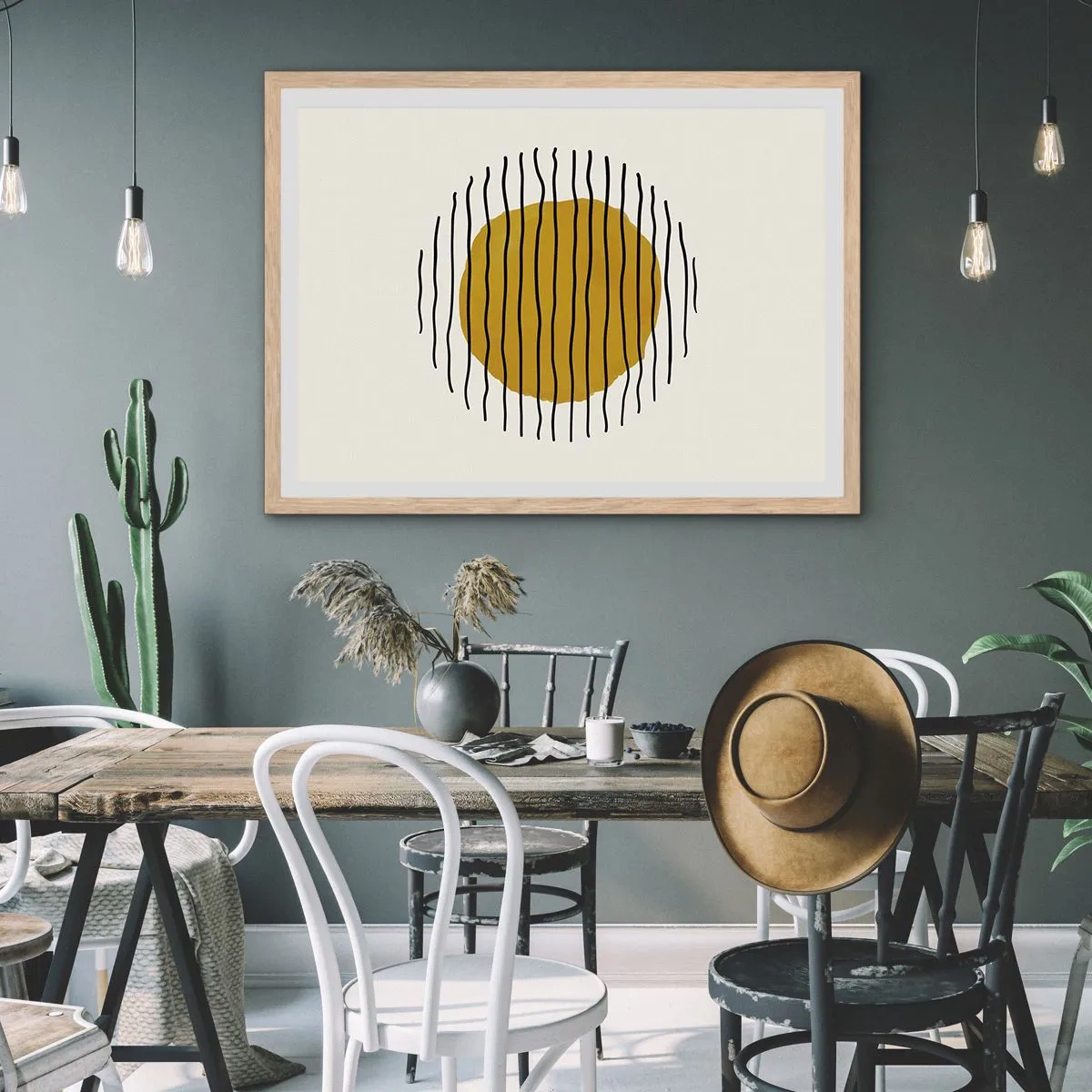 Affiche dans un chêne clair - Poster - Abstraction tremblante de chaleur - 70x50 cm