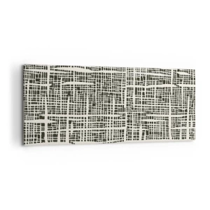 Impression sur toile - Image sur toile - Un motif géométrique ressemblant à une grille sur un fond clair - 120x50cm - Composition tissée - Décoration murale moderne pour le salon et la chambre ARTTOR
