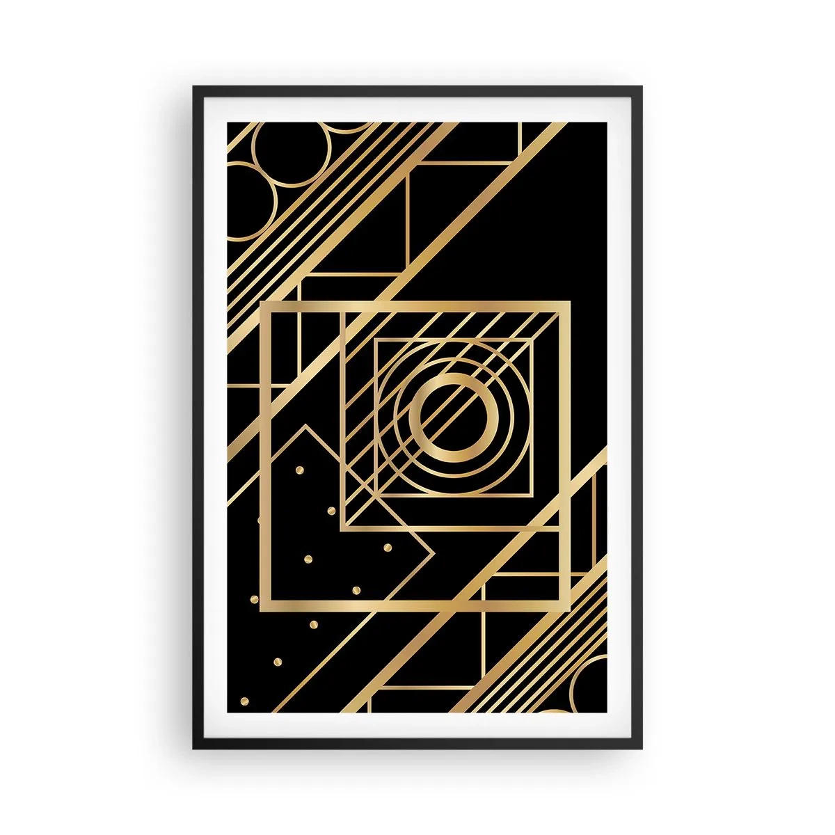 Affiche dans un cadre noir - Poster - Géométrie en or - 61x91 cm