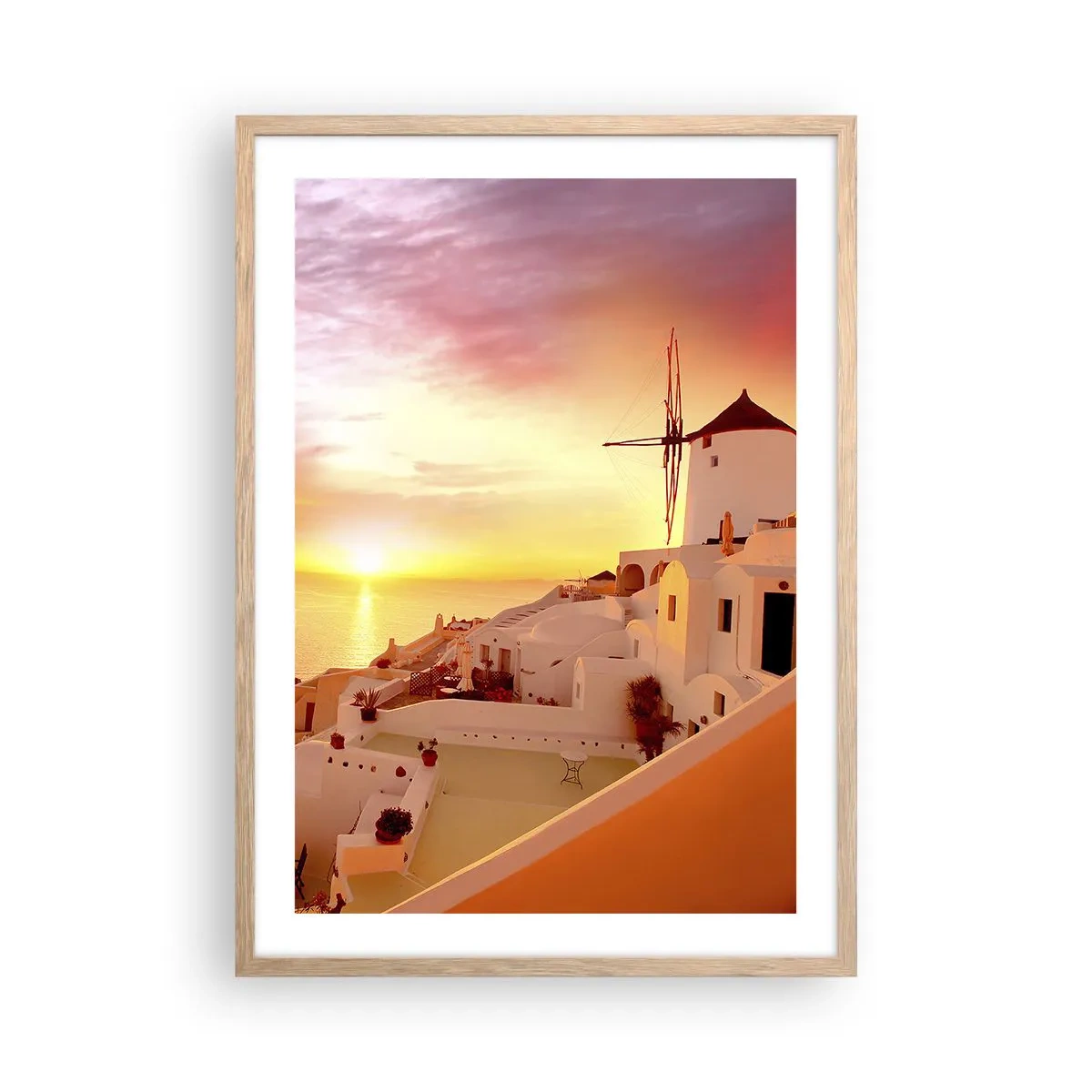 Affiche dans un chêne clair - Poster - Fondre en blanc et or - 50x70 cm