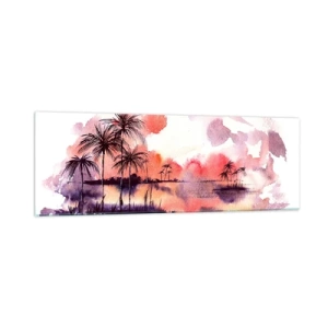Impression sur verre - Image sur verre - La tranquillité des tropiques en rouge - 90x30 cm