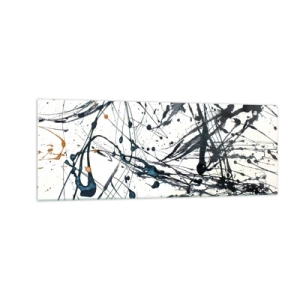 Impression sur verre - Image sur verre - Motif de peinture abstraite avec des lignes et des taches dynamiques - 140x50cm - Ca a du sens ou ça n'en a pas ? - Décoration murale moderne pour le salon et la chambre ARTTOR