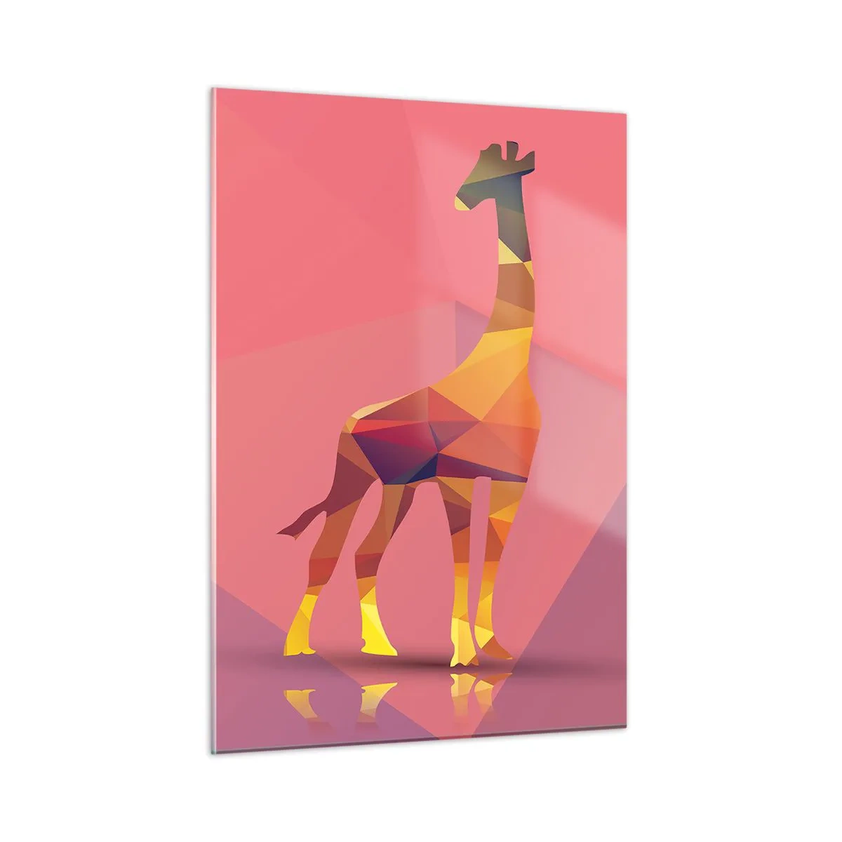 Impression sur verre - Image sur verre - Girafe géométrique sur fond pastel - 50x70cm - Les nuances de la savane - Décoration murale moderne pour le salon et la chambre ARTTOR