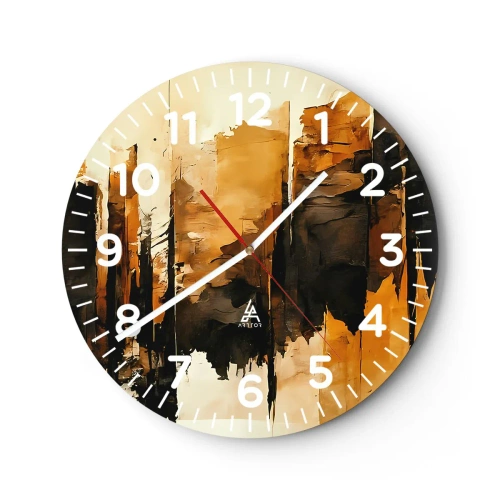 Horloge murale - Pendule murale - Harmonie de noir et d'or - 40x40 cm
