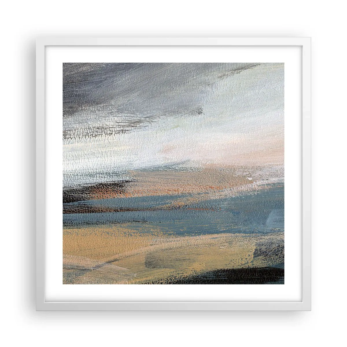 Affiche dans un cadre blanc - Poster - Abstraction : paysage nordique - 50x50 cm