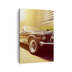 Impression sur toile - Image sur toile - Une voiture classique en mouvement dans un décor urbain - 70x100cm - 1967 - le retour de la légende - Décoration murale moderne pour le salon et la chambre ARTTOR