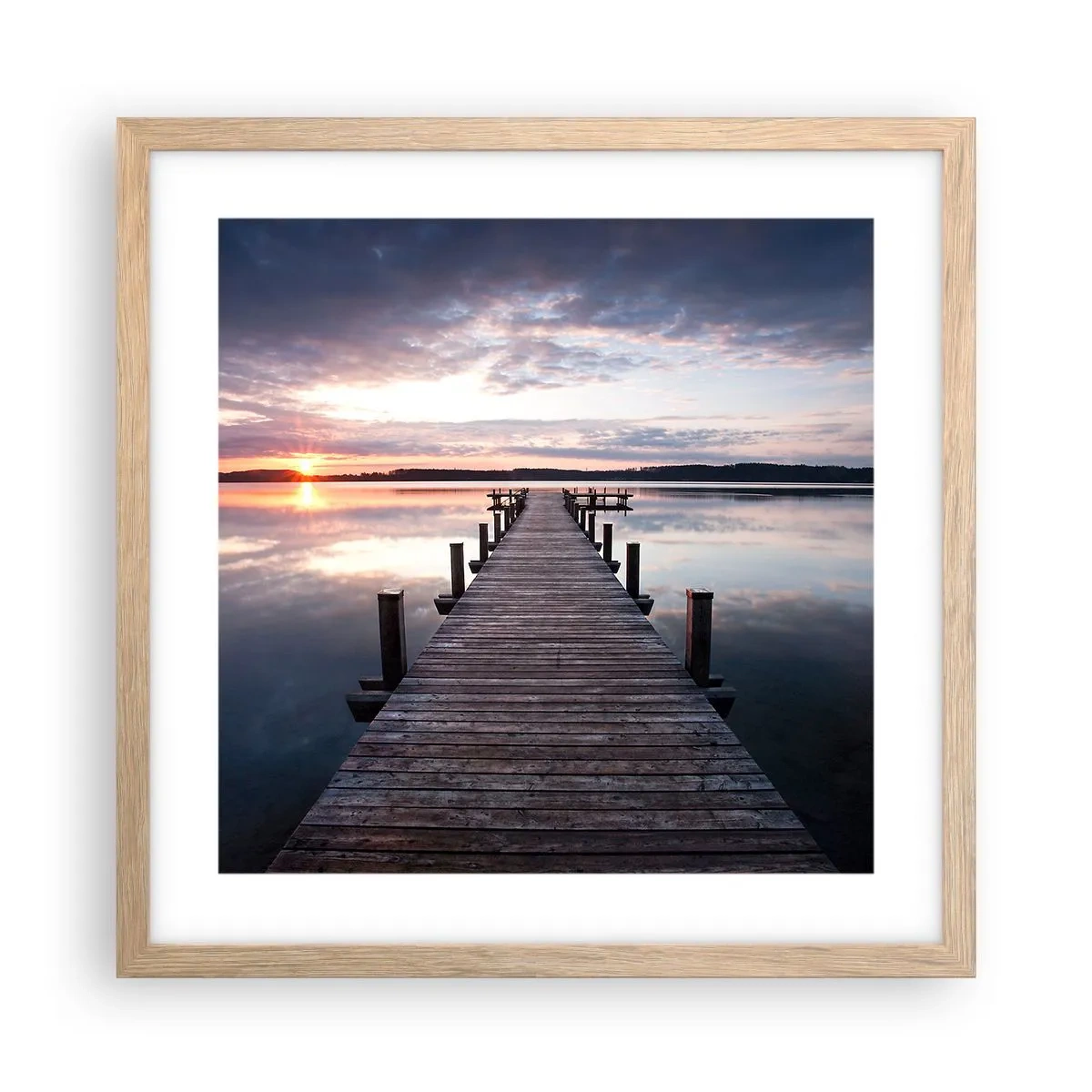 Affiche dans un chêne clair - Poster - Une frontière tranquille entre le jour et la nuit - 40x40 cm