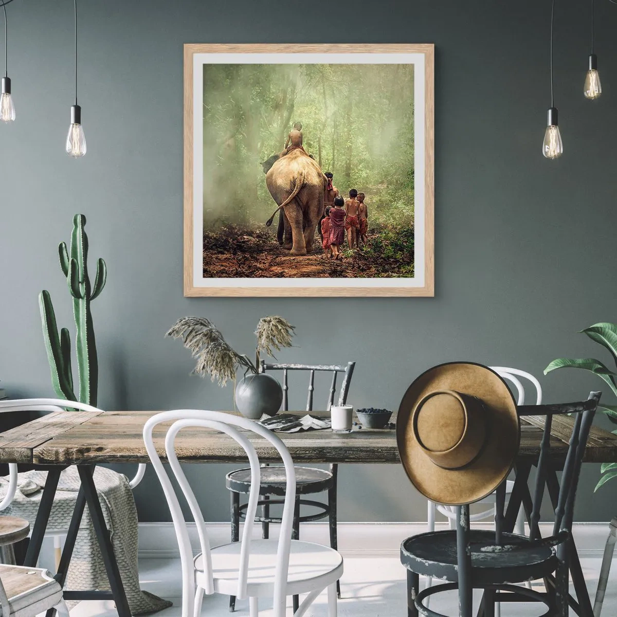 Affiche dans un chêne clair - Poster - Nouveau livre de la jungle - 60x60 cm