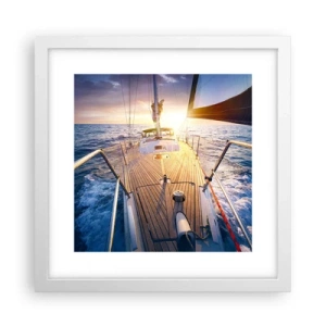 Affiche dans un cadre blanc - Poster - Courir sur les vagues - 30x30 cm