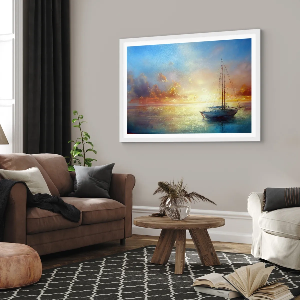 Affiche dans un cadre blanc - Poster - Dans une baie dorée - 70x50 cm