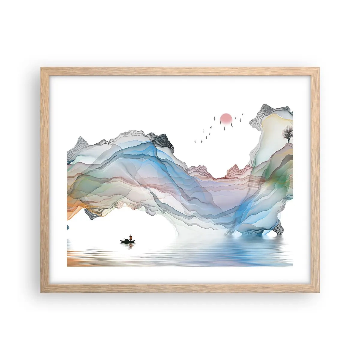 Affiche dans un chêne clair - Poster - Vers les montagnes de cristal - 50x40 cm