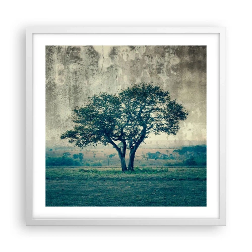 Affiche dans un cadre blanc - Poster - Un pommier sur un champ bleu ? - 50x50 cm