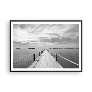 Affiche dans un cadre noir - Poster - Une jetée en bois menant au loin sur une mer calme - 100x70cm - Et peut-être un voyage... - Décoration murale moderne pour le salon et la chambre ARTTOR