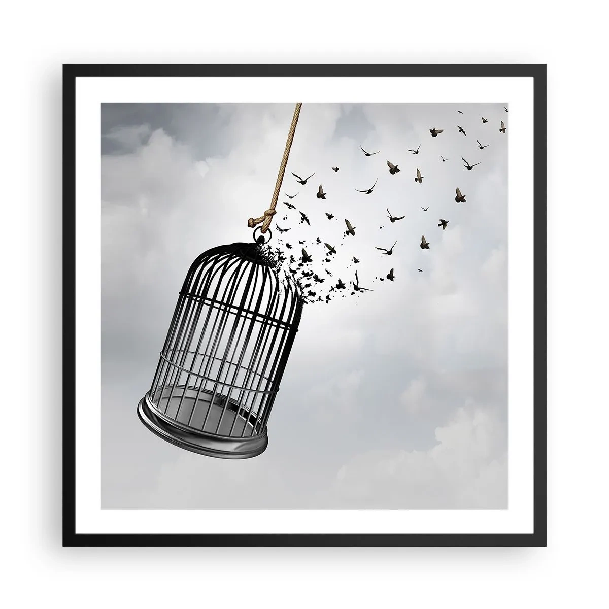 Affiche dans un cadre noir - Poster - Foie...Espoir...Liberté! - 60x60 cm