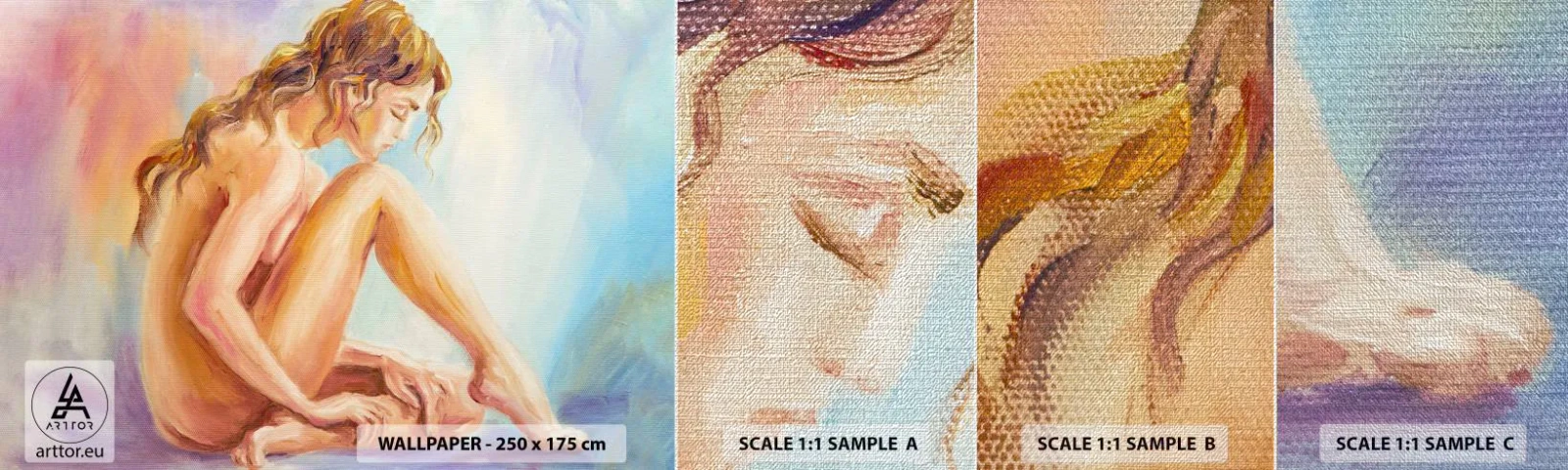 Échantillon de Papier Peint Premium Canvas - Acte de jeunesse - Femme, Corps, Modèle - 100x30 cm