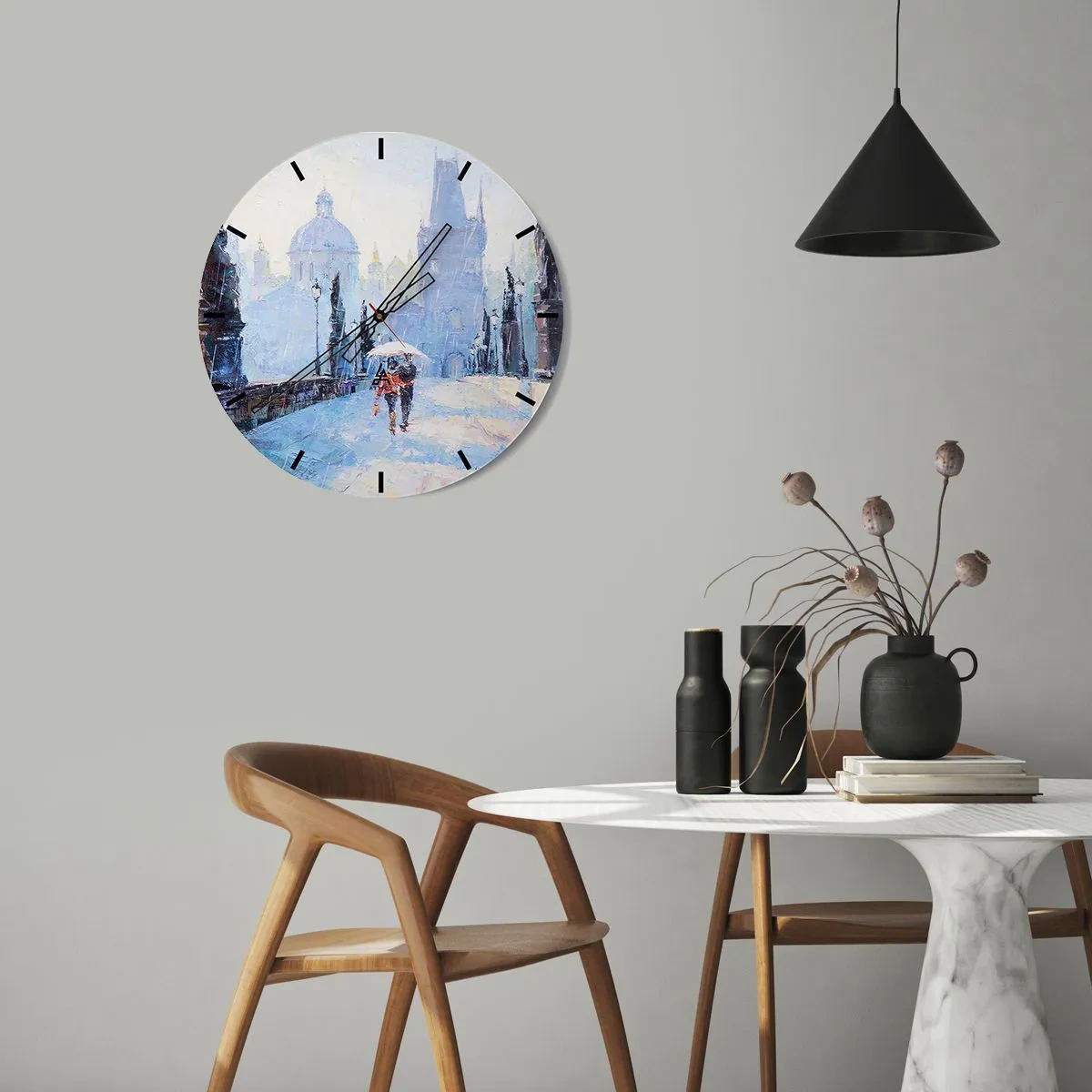 Horloge murale - Pendule murale - La pluie a dû nous charmer - 40x40 cm