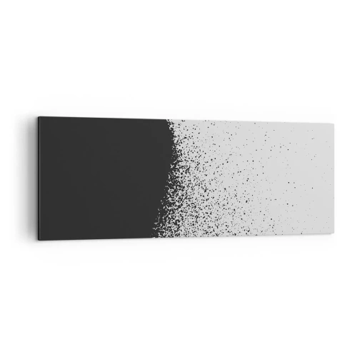 Impression sur toile - Image sur toile - Motif abstrait avec des particules noires sur un fond clair - 140x50cm - Mouvement des molécules - Décoration murale moderne pour le salon et la chambre ARTTOR