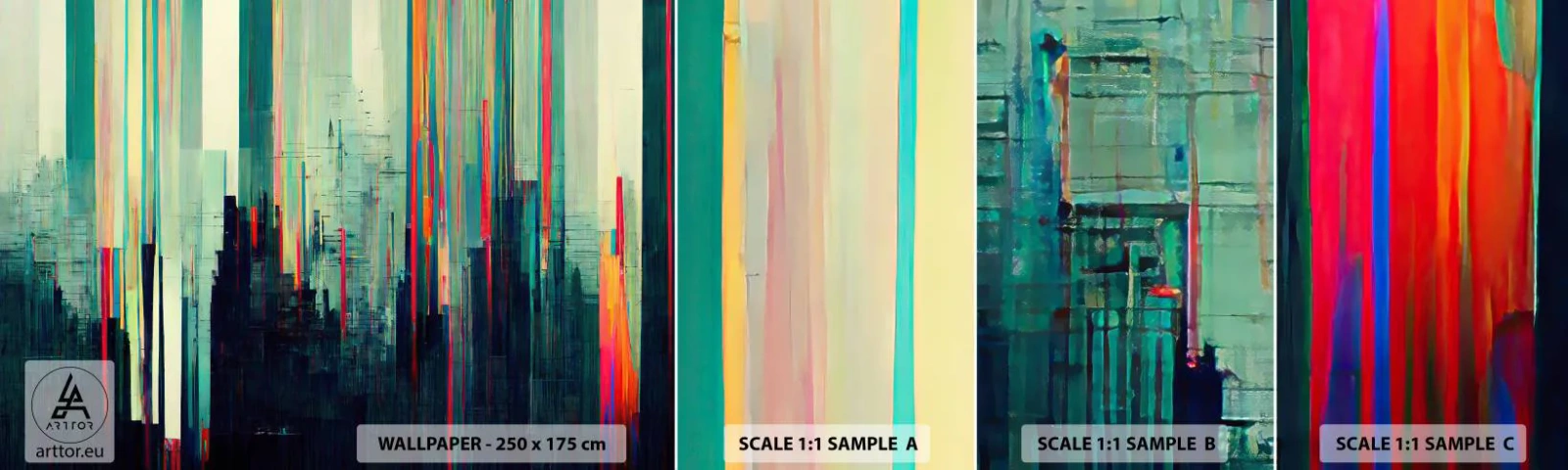 Échantillon De Papier Peint Standard Eco - Ville futuriste - Abstraction, Technologie, Ville - 100x30 cm