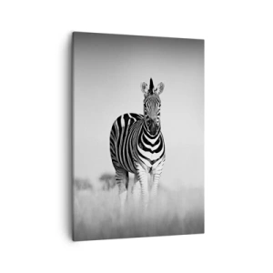 Impression sur toile - Image sur toile - Deux zèbres dans la savane dans un style monochrome - 50x70cm - Le monde est bel et bien noir et blanc - Décoration murale moderne pour le salon et la chambre ARTTOR