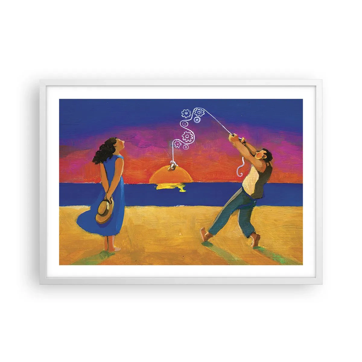 Affiche dans un cadre blanc - Poster - Plus qu'une étoile dans le ciel - 70x50 cm