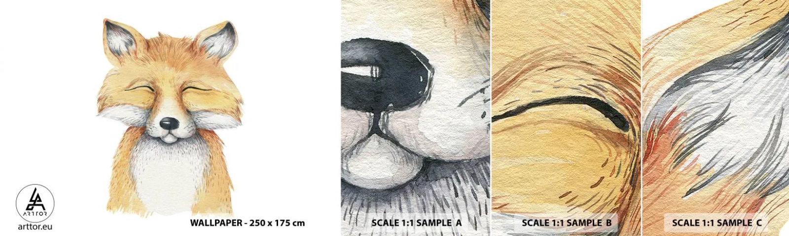 Échantillon de Papier Peint Autocollant Deluxe Sticker - Humeurs de renard - Pour les enfants, Renard, Amitié - 100x30 cm