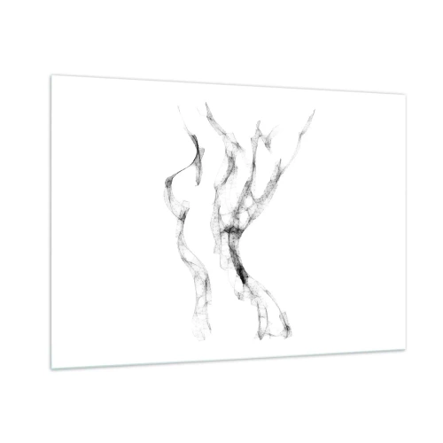 Impression sur verre - Image sur verre - Contour féminin abstrait composé de lignes noires et fumées - 100x70cm - Belle et forte - Décoration murale moderne pour le salon et la chambre ARTTOR