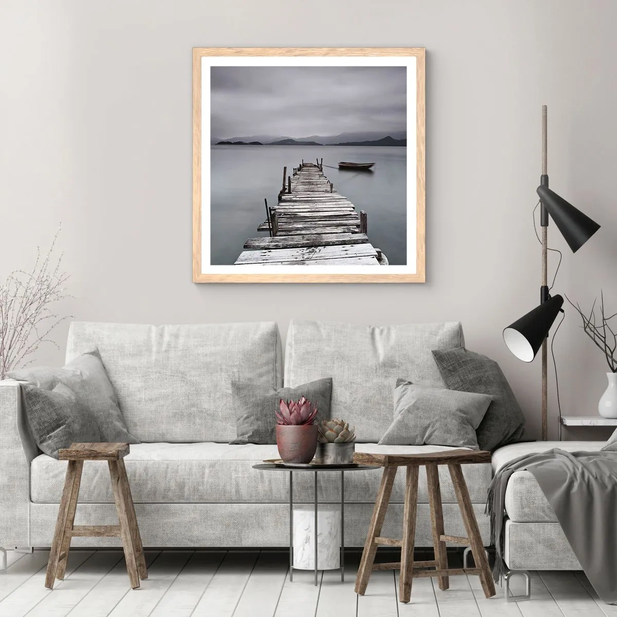 Affiche dans un chêne clair - Poster - Tu peux partir demain - 50x50 cm