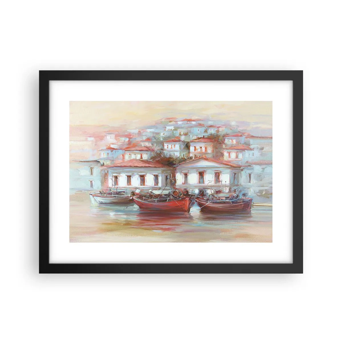 Affiche dans un cadre noir - Poster - Petite ville heureuse - 40x30 cm