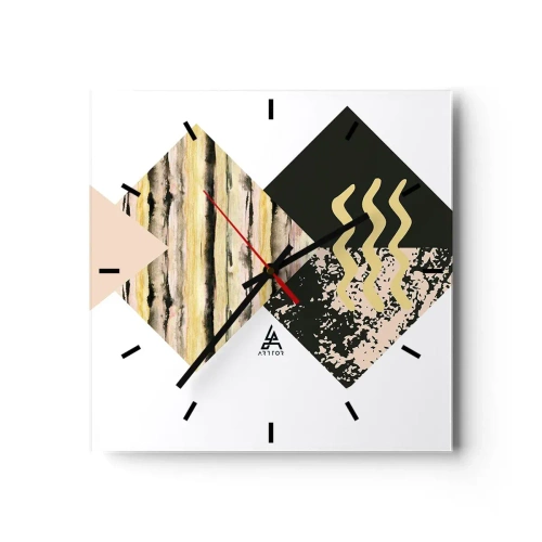 Horloge murale - Pendule murale - Formes géométriques avec des motifs abstraits - 30x30cm - Pas si simple - Décoration murale moderne pour le salon et la chambre ARTTOR