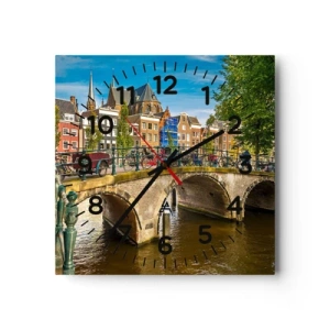 Horloge murale - Pendule murale - Le printemps sur le canal - 30x30 cm