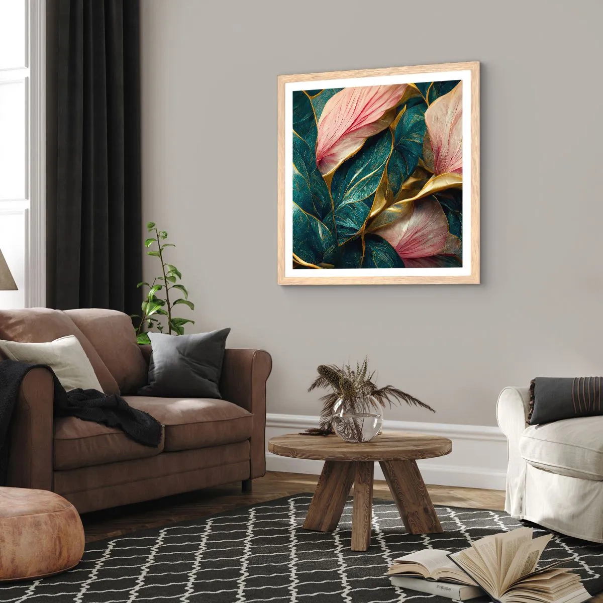 Affiche dans un chêne clair - Poster - Élégance et style naturels - 50x50 cm