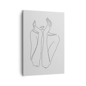 Impression sur toile - Image sur toile - Dessin au trait minimaliste du visage et des mains - 50x70cm - De quoi rêvent les femmes - Décoration murale moderne pour le salon et la chambre ARTTOR