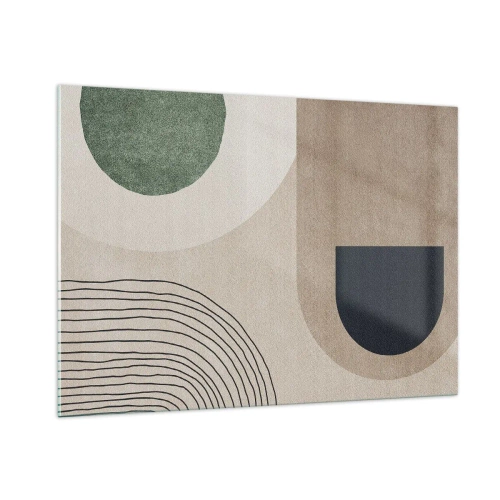 Impression sur verre - Image sur verre - Figures géométriques abstraites aux couleurs sobres - 100x70cm - La douceur de l'ovale - Décoration murale moderne pour le salon et la chambre ARTTOR