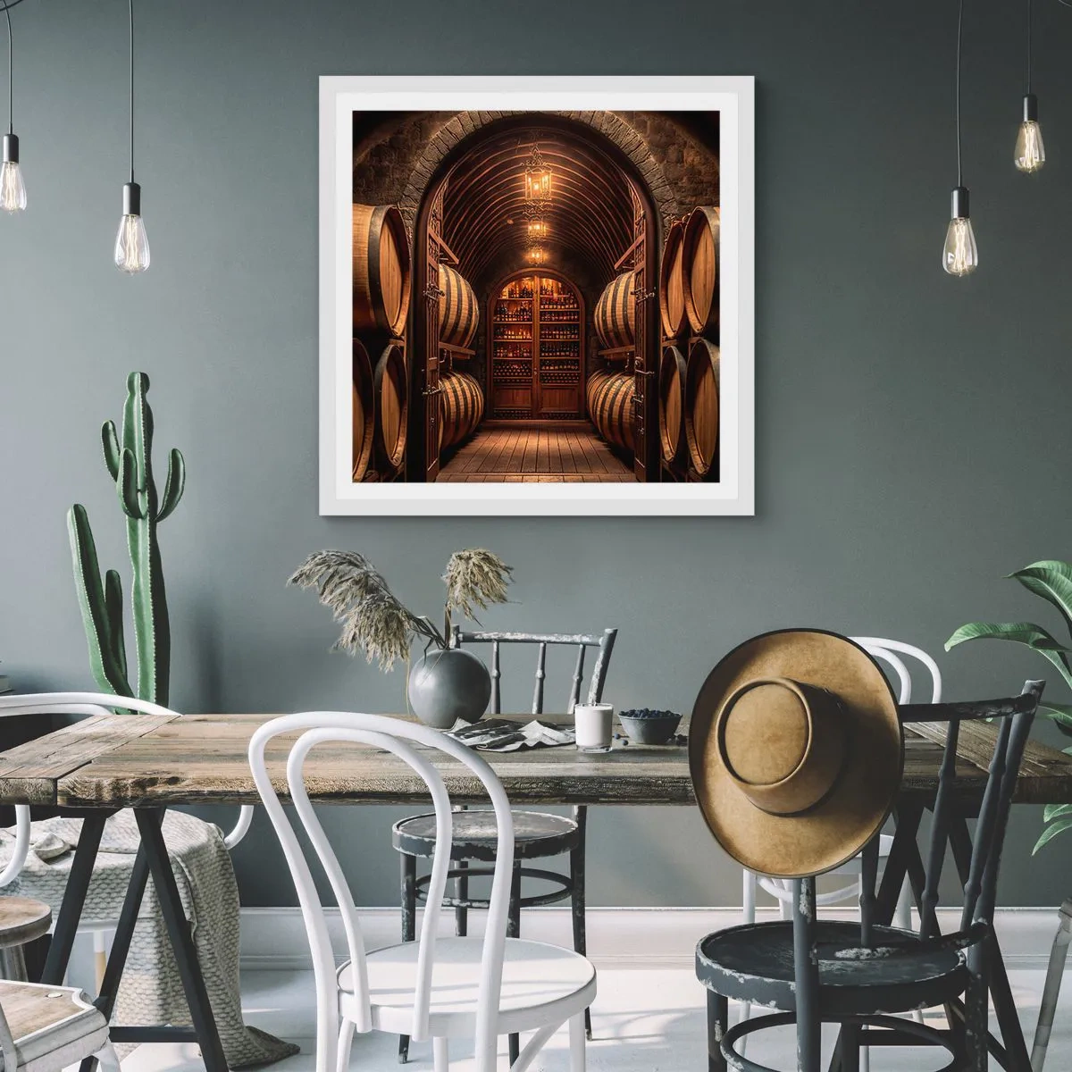 Affiche dans un cadre blanc - Poster - Cave climatisée - 40x40 cm