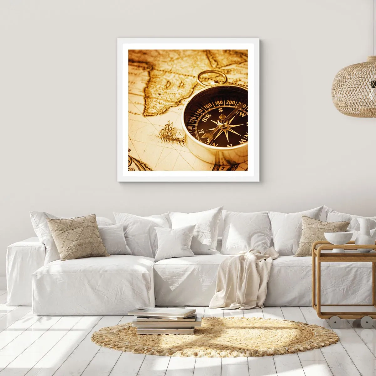 Affiche dans un cadre blanc - Poster - Est ou ouest? - 50x50 cm