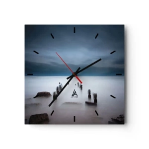 Horloge murale - Pendule murale - La vieille jetée sur fond de mer calme - 30x30cm - Lac pensif - Décoration murale moderne pour le salon et la chambre ARTTOR
