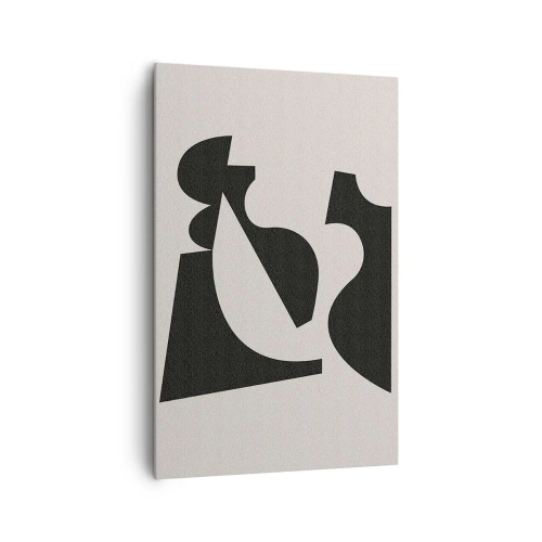 Impression sur toile - Image sur toile - Composition géométrique abstraite en noir et blanc - 80x120cm - À monter soi-même - Décoration murale moderne pour le salon et la chambre ARTTOR