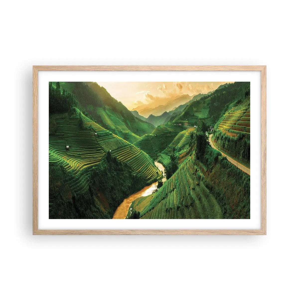 Affiche dans un chêne clair - Poster - Vallée vietnamienne - 70x50 cm