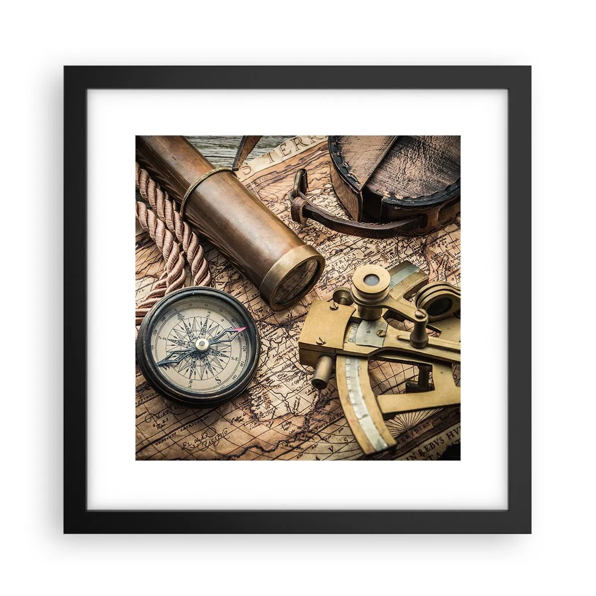 Affiche dans un cadre noir - Poster - Fixer un cap - 30x30 cm