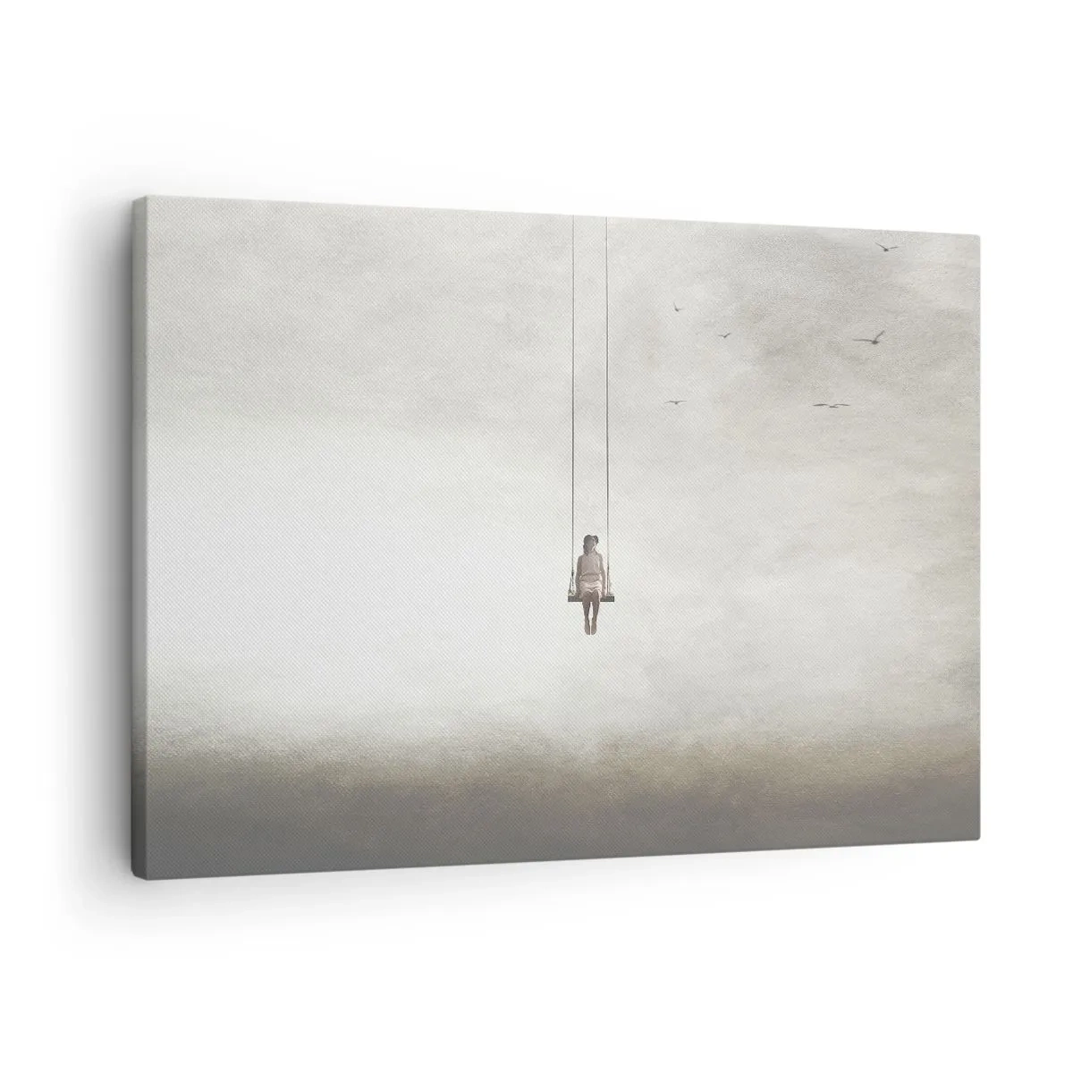 Impression sur toile - Image sur toile - Une figure sur une balançoire suspendue dans l'espace - 70x50cm - Enfant en nous - Décoration murale moderne pour le salon et la chambre ARTTOR