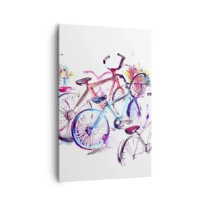 Impression sur toile - Image sur toile - Vélos colorés dans un style aquarelle artistique - 80x120cm - Congrès du club Antymoto - Décoration murale moderne pour le salon et la chambre ARTTOR