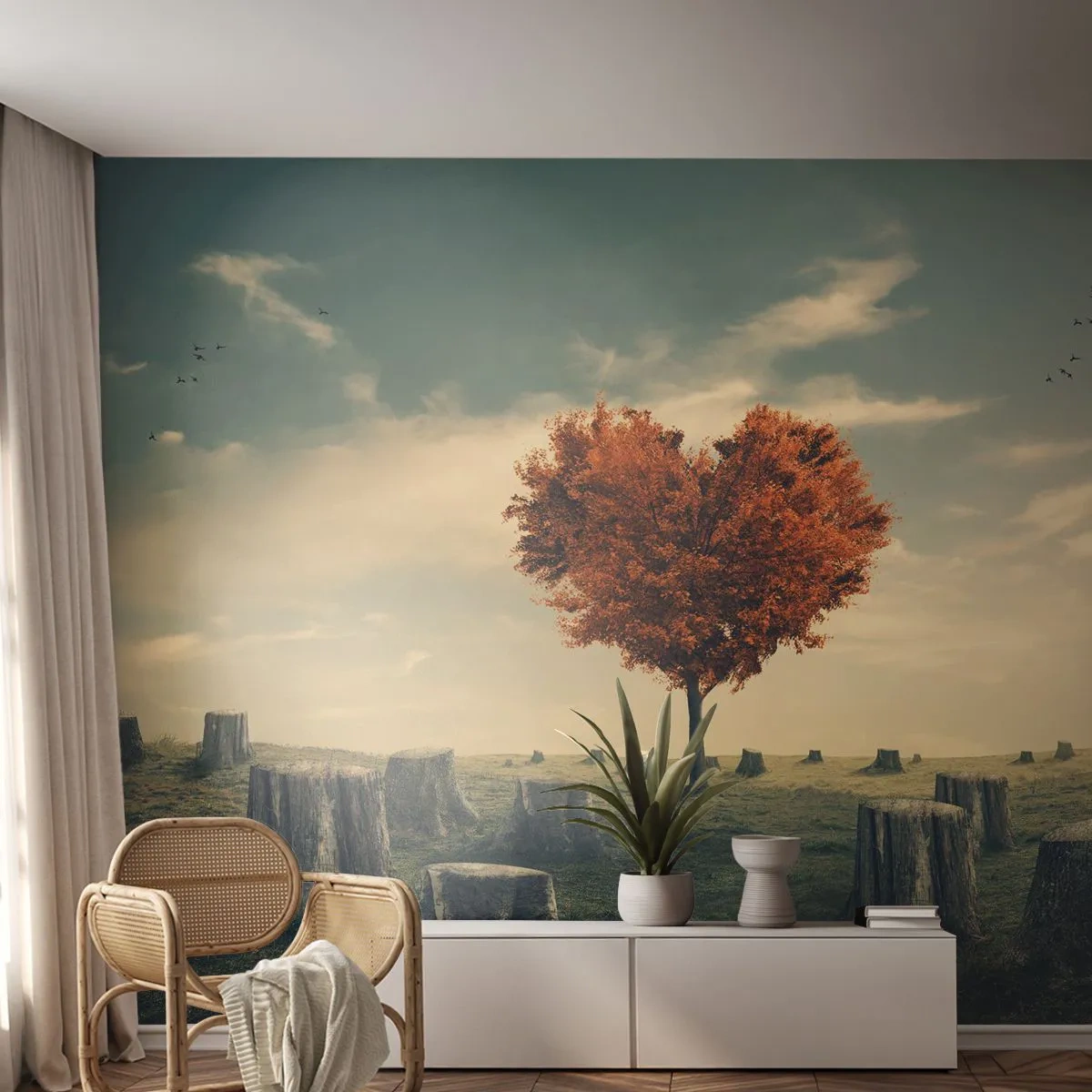 Papier Peint Autocollant Deluxe Sticker - Il y a toujours de l'espoir - Abstraction, Paysage, Arbre - 250x175 cm
