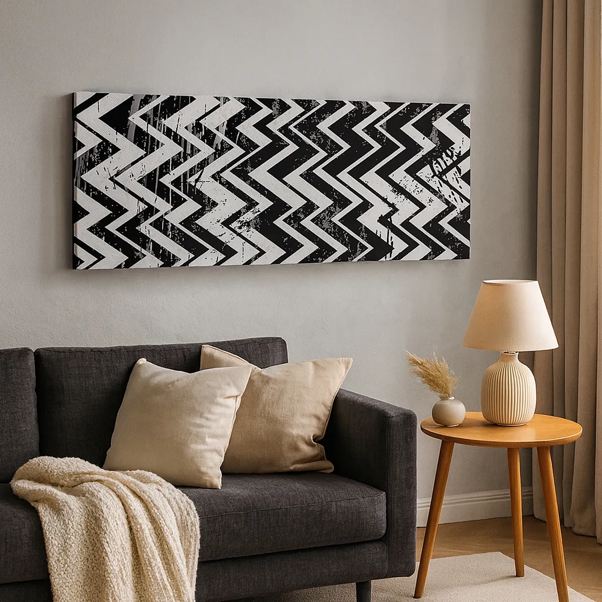 Impression sur toile - Image sur toile - Zig-blanc, zag-noir - 30x30 cm