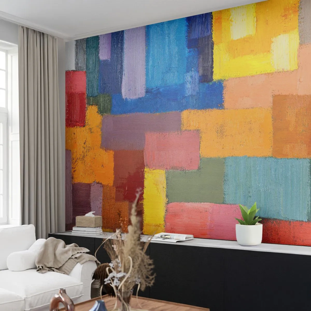 Papier Peint Autocollant Deluxe Sticker - Chacun est différent, tout est coloré - Abstraction, Morceau, Modèle moderne - 250x175 cm