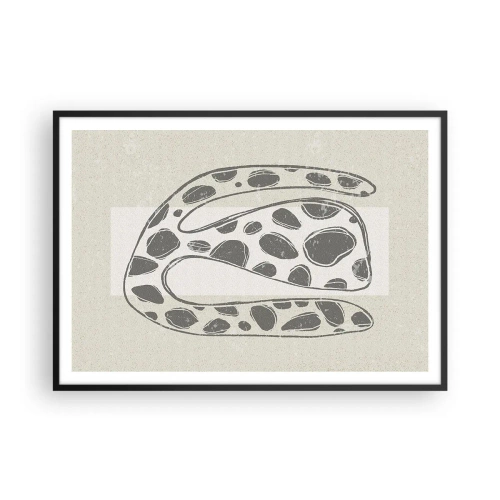 Affiche dans un cadre noir - Poster - Motif organique abstrait dans des tons de gris - 100x70cm - Une étrange créature - Décoration murale moderne pour le salon et la chambre ARTTOR