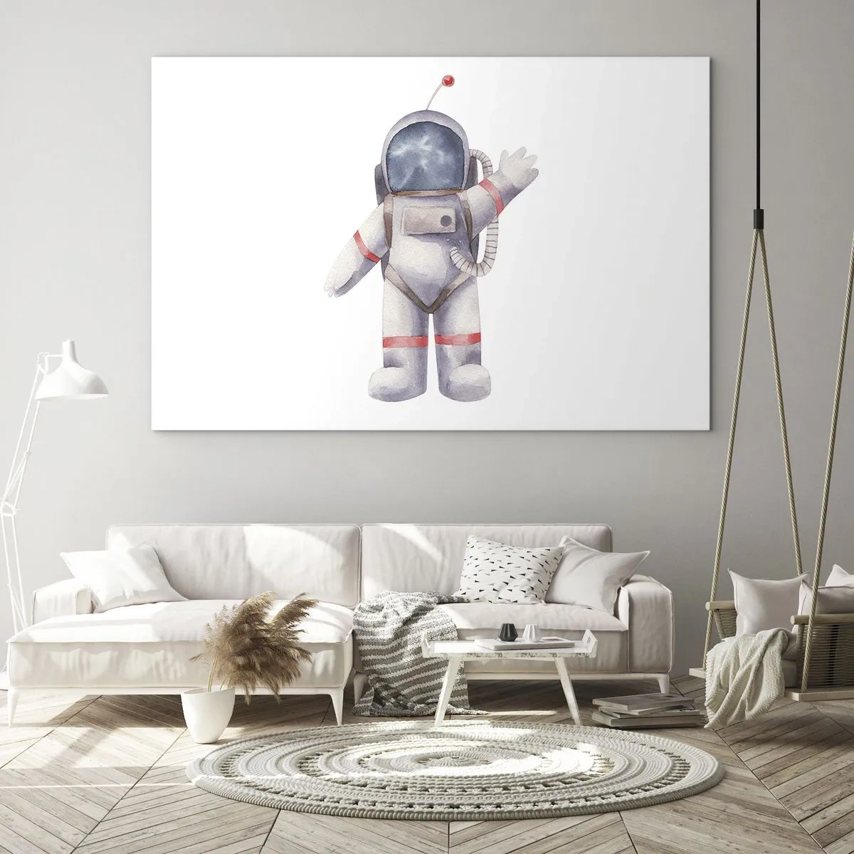 Impression sur verre - Image sur verre - Astronaute saluant dans l'espace - 100x70cm - C'est tout pour le moment! - Décoration murale moderne pour le salon et la chambre ARTTOR