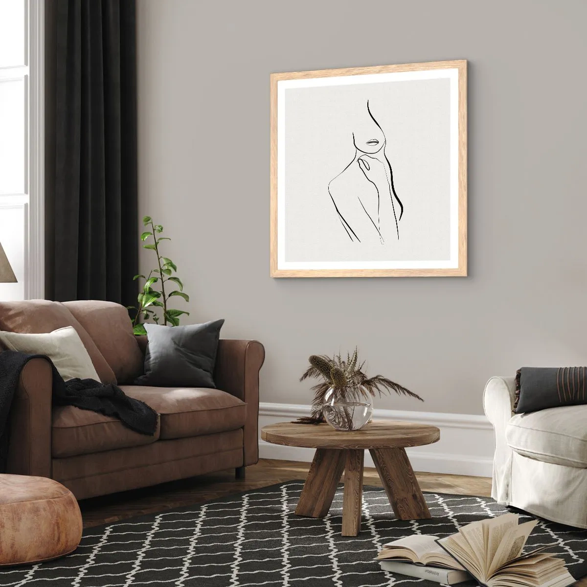 Affiche dans un chêne clair - Poster - Vague de mélancolie - 30x30 cm