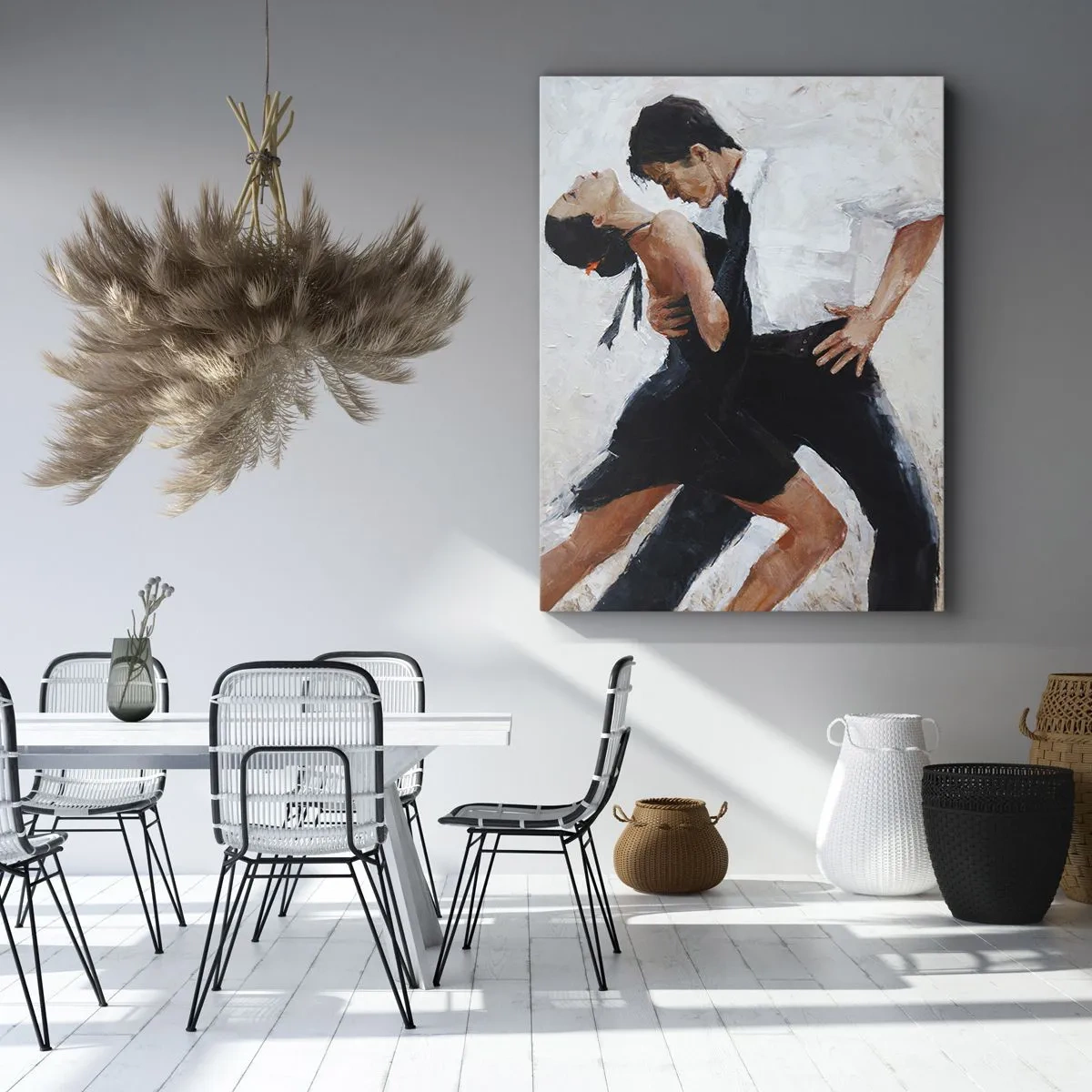 Impression sur toile - Image sur toile - Un couple dansant dans une photo élégante et sensuelle - 70x100cm - Tango de mes rêves et pensées - Décoration murale moderne pour le salon et la chambre ARTTOR
