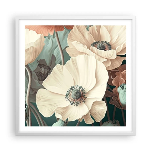 Affiche dans un cadre blanc - Poster - Le murmure des coquelicots - 60x60 cm