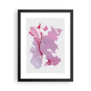 Affiche dans un cadre noir - Poster - Carte du monde rose - 30x40 cm